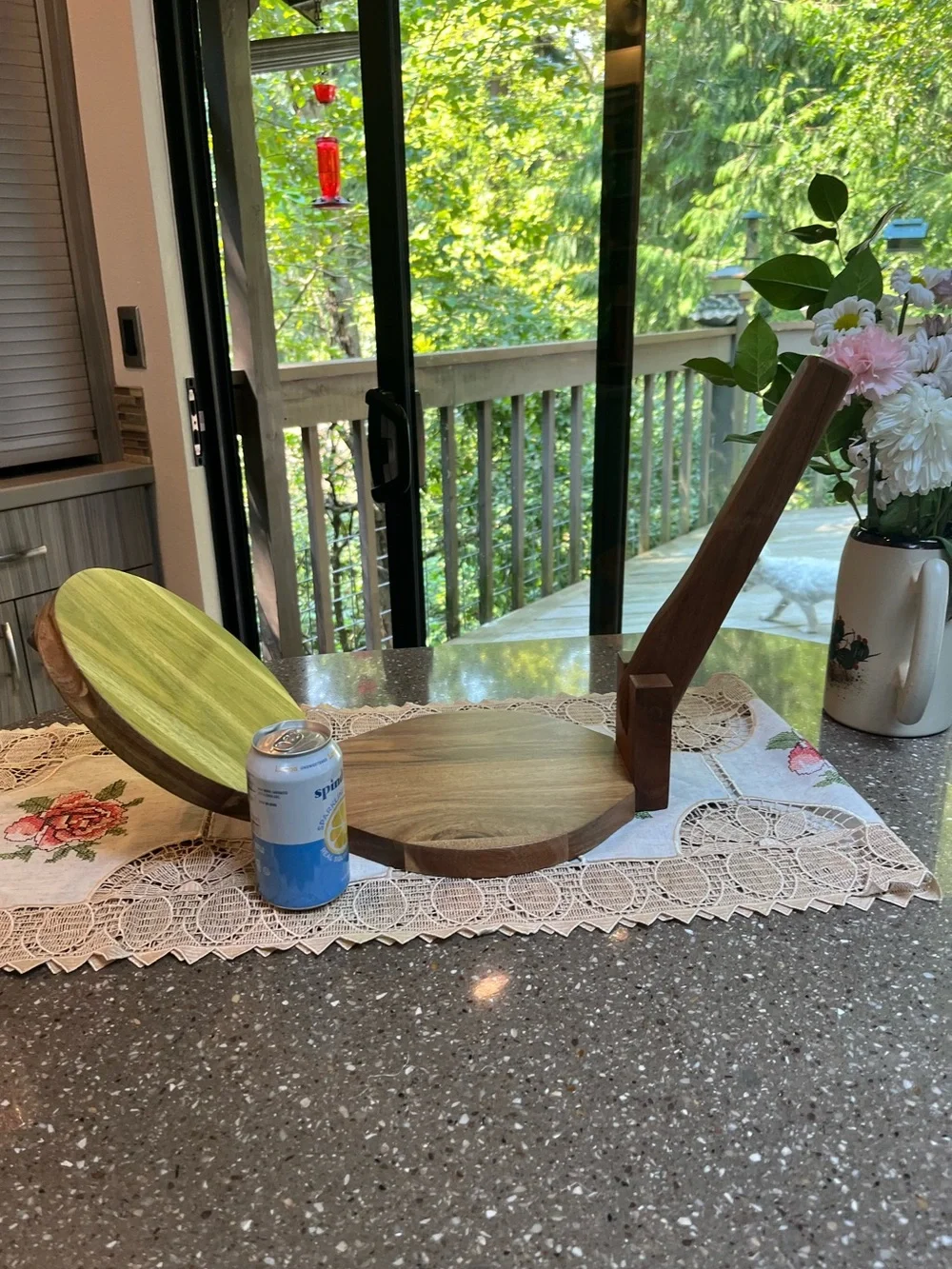Princess House Wooden Tortilla / Flatbread Press - Natural Brown